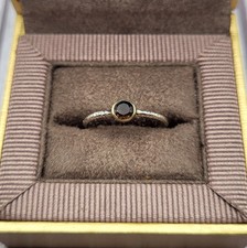 925 Sterling Silver Yellow Gold Bezel Set Smokey Quartz Ring Sz 7.5