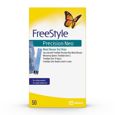 Freestyle Precision Neo Blood Glucose Test Strips 50 Count Freshline Neo