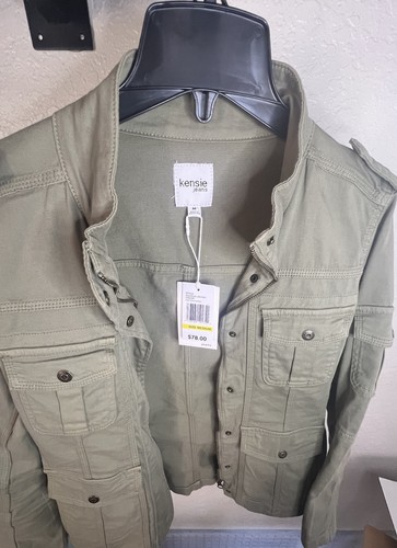 Kensie Jeans Womens Jacket Size Small Vineyard Green Military Style Utility