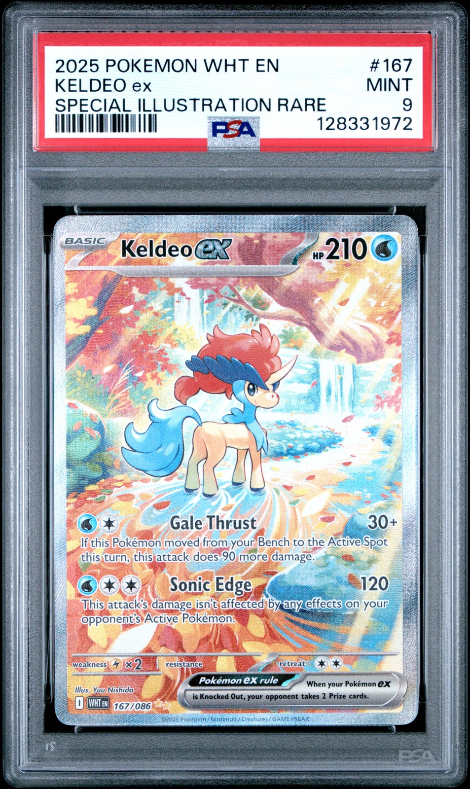 2025 POKEMON WHT EN-WHITE FLARE SPECIAL ILLUSTRATION RARE #167 KELDEO EX PSA 9