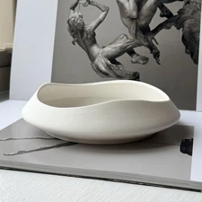 Modern White Ceramic Bowl Minimalist Wavy Design Decorative Dish for Home Décor