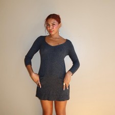 Charcoal Gray Knit Sweater Dress