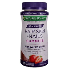 Nature's Bounty Optimal Solutions Advanced Hair, Skin & Nails Gummies Dietary...