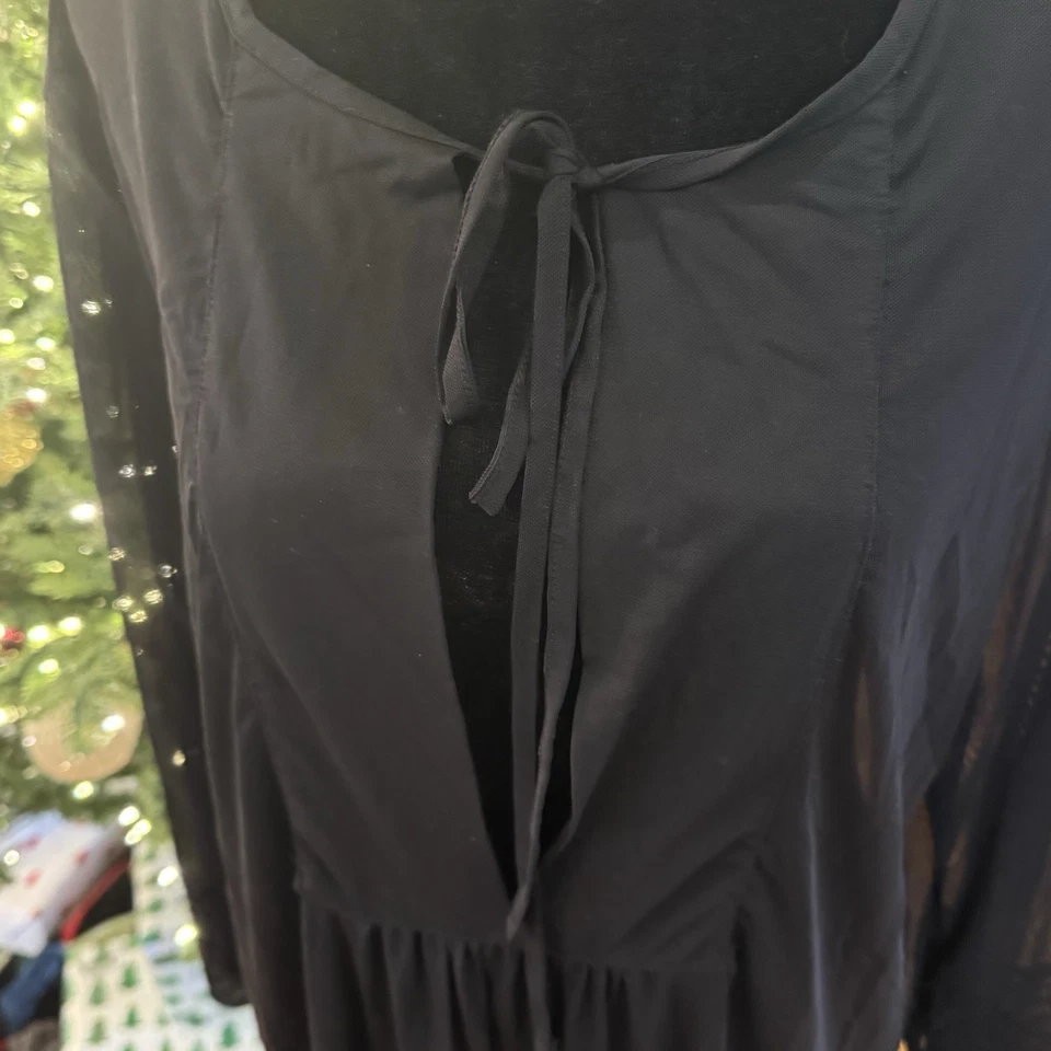 Tommy Bahama Traje de Baño Negro Transparente Cubrir Túnica Talla Mediana Resort Vacaciones Foto 3 de 4