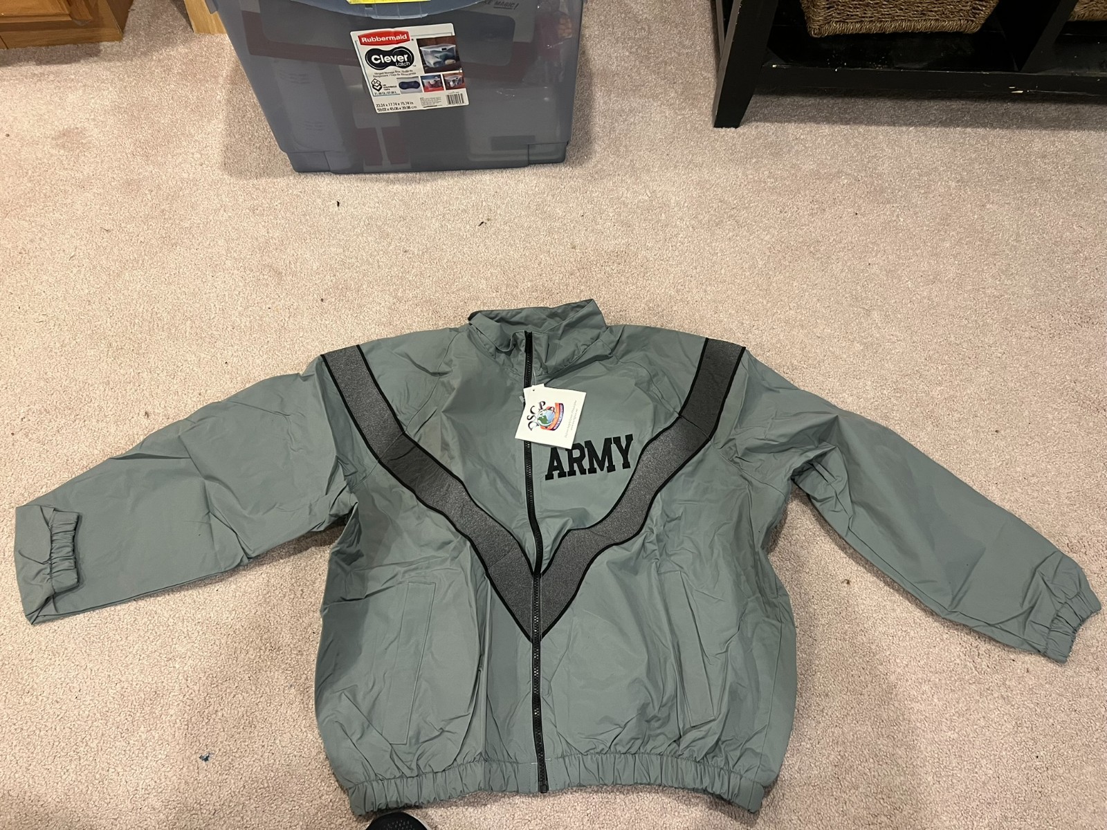 US Army IPFU Jacket Large Regular JWOD Skillcraft Nylon Windbreaker Gray