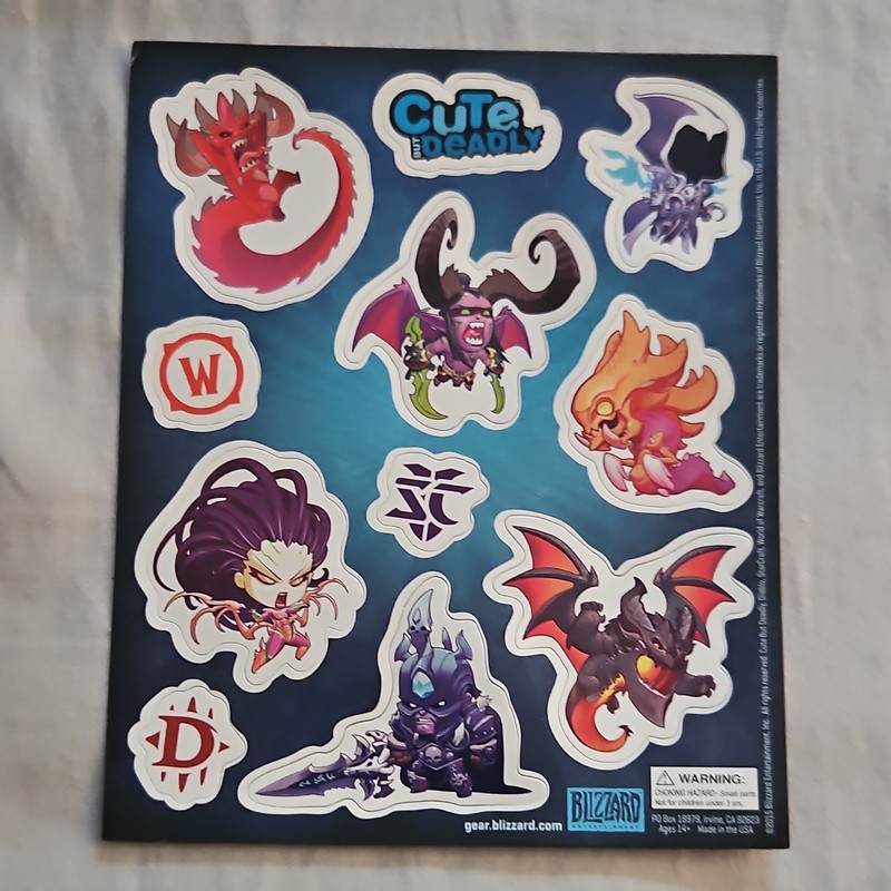 Blizzard Cute But Deadly Multicolor Vinyl Sticker Sheet Fantasy Video Games