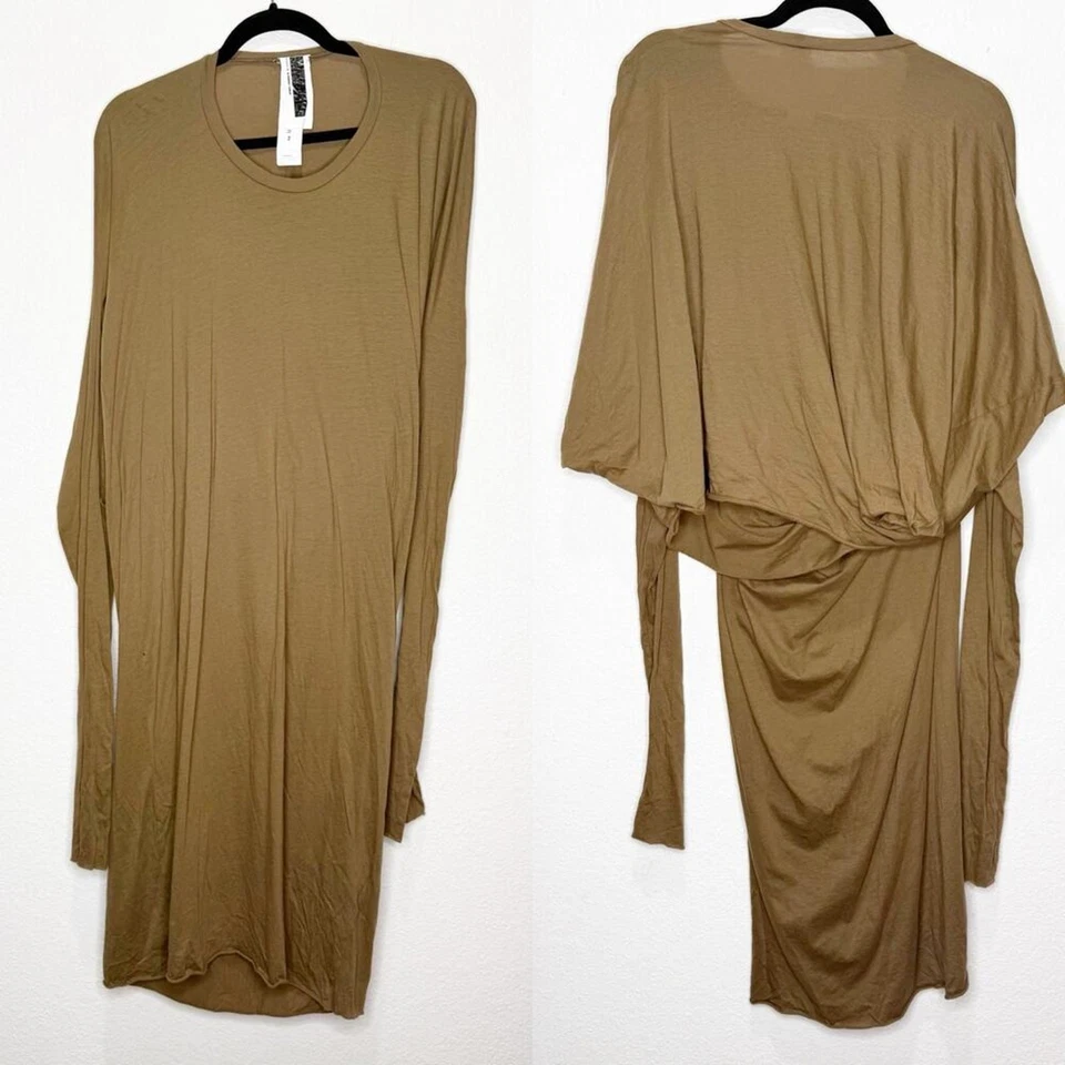 Barbara I Gongini The Black Line Draped Cape Dress Tan 6 Avant Garde - Image 2 of 4