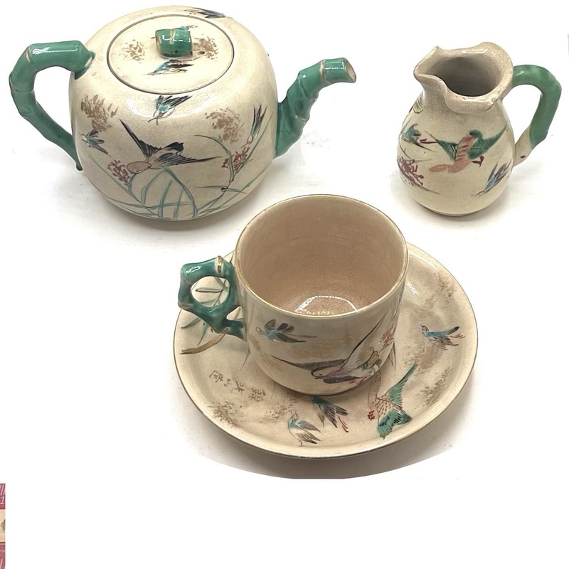 Antique Japanese Meiji Satsuma Pottery Tea Service lot incomplete 