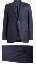 CANALI Dark Navy Windowpane Check Suit Super 160  s EU 58/US 46R MSRP 2495