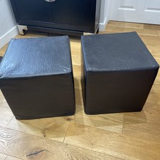 Faux Brown Leather Cube Soft Seat x2