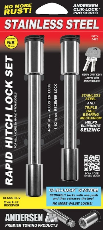 Andersen Rapid Hitch Class V 2" or 2.5" Receiver Hitch Locking Pin Set Key Alike - Image 4 of 4