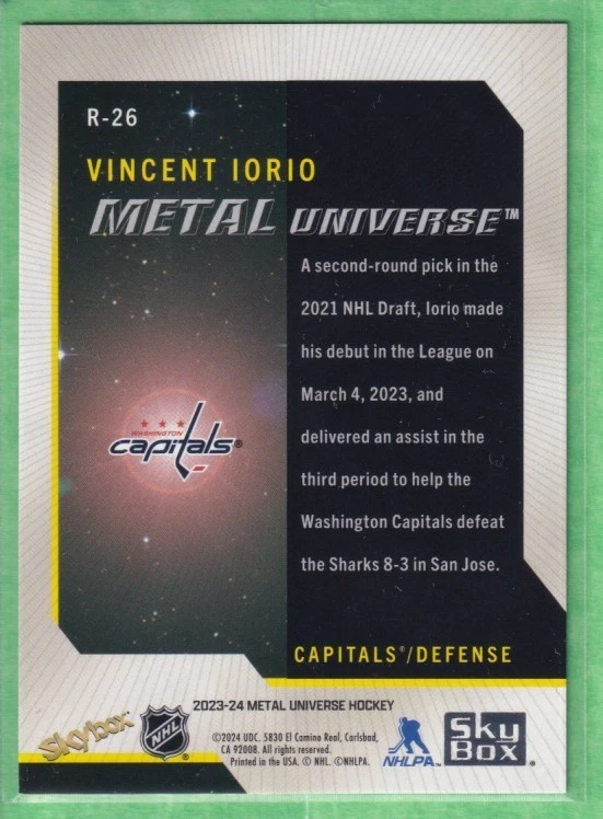 2023-24 Skybox Metal Universe 2008-09 Rookie Retros #R-26 Vincent Iorio - Image 2 of 2