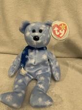 Ty Beanie Babies 1999 Holiday Teddy Bear Plush Blue Mint Condition Free Shipping