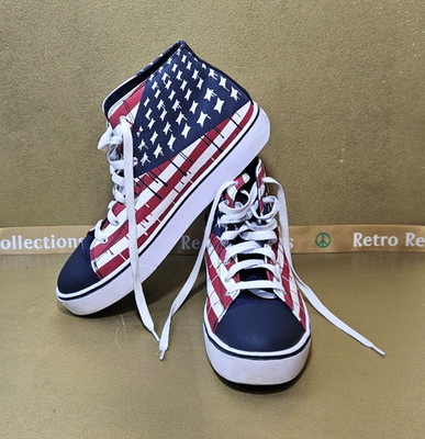 Heelys Men's Size 13 Hustle Skate Shoe American Flag Canvas Hi-Top 778102