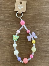 Handmade Pink Kawaii Peach Phone Charms Pendant with Bowknot Bead Sweet Keychain
