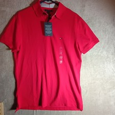 NWT Men's Tommy Hilfiger Classic Fit Red Cotton Polo Shirt in size S
