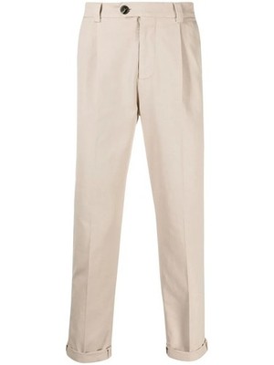 BRUNELLO CUCINELLI MEN'S BEIGE TAILORED TROUSERS WITH CUFFS MSRP $820