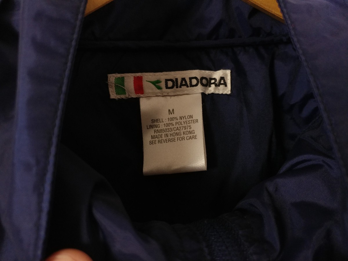 Vintage Diadora Navy Blue Red Windbreaker Jacket Size Medium 48