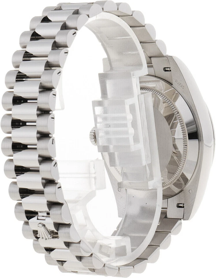 劳力士 Day Date II President Blue Wave 阿拉伯语 18kt 白金凹槽边框 218239 — 第 3/3 张图片