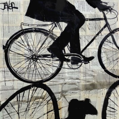 Ride bicycle Man, Loui Jover, Wall Decor Art Print Poster  14'' x 11''  901