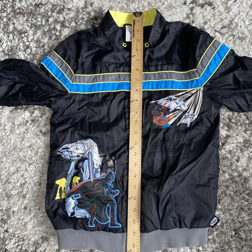 Disney Store -Star Wars- Jacket Kids Size 7/8 Black Full Zip Bomber Coat - Picture 9 of 14