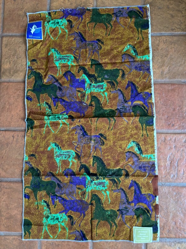 HANDSOME 'WILD HORSES' FABRIC SAMPLE HAND SCREEN PRINTED IN GERMANY