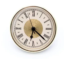 3 1/2" Quartz Clock Insert Fit Up Movement 90 mm Fancy Cream Roman GIFR3.5