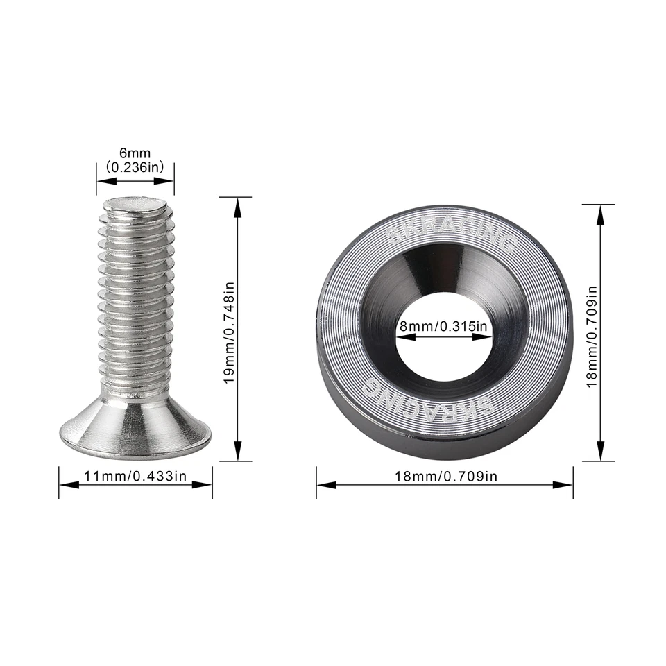 SKRACING JDM BILLET ALUMINUM FENDER BUMPER WASHER BOLT ENGINE BAY DRESS UP KIT - Image 3 of 4