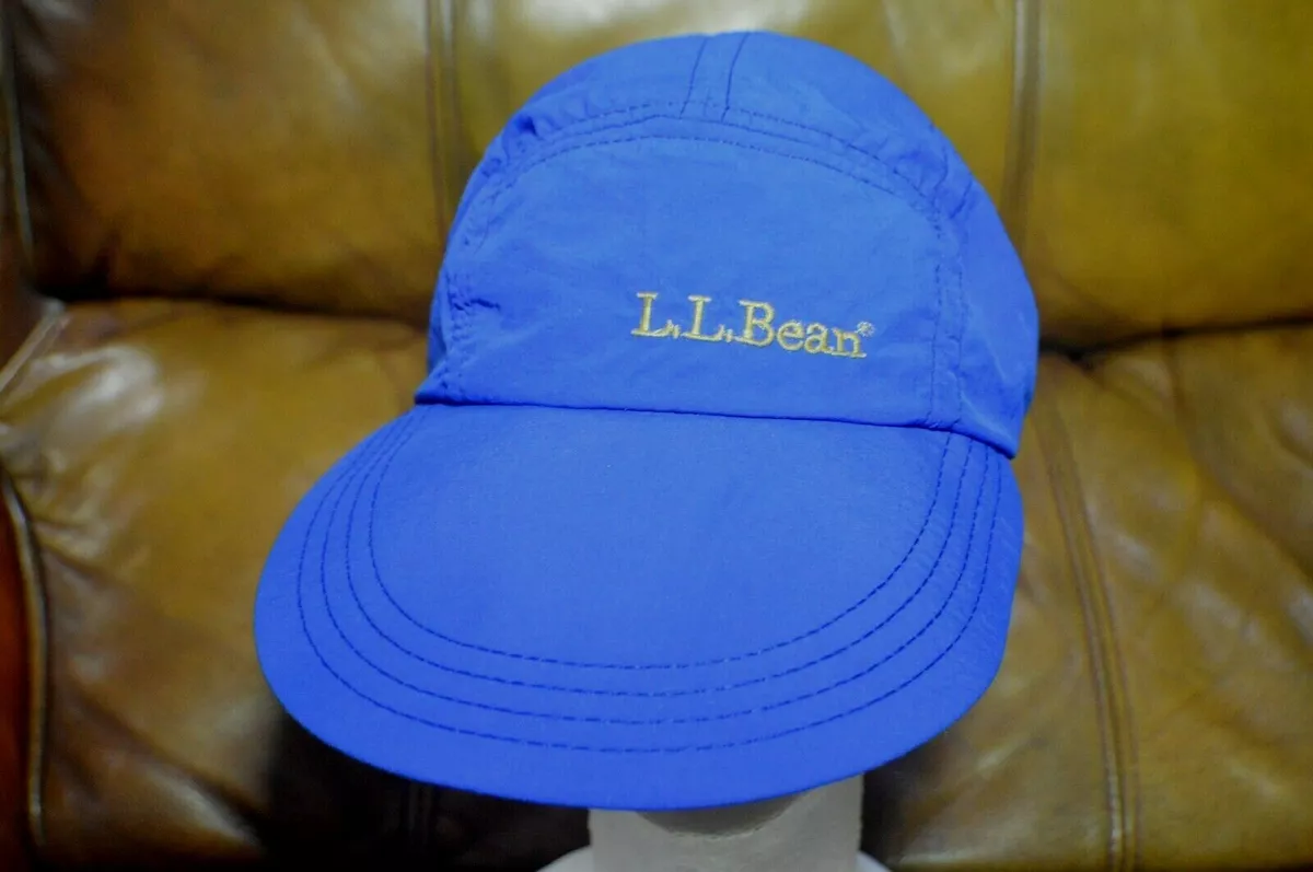 Vintage L.L. Bean Made In USA Medium 90s Hiking Hat Blue Panel Cap Long Bill