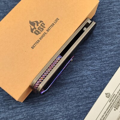 QSP Knives Rhino M390 Black Flat Blade Black Titanium w/ Mokuti