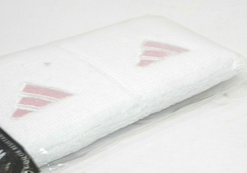 One Pair Adidas Wristbands - White Pink Sweatbands Cotton Anti-microbial New - Picture 5 of 5