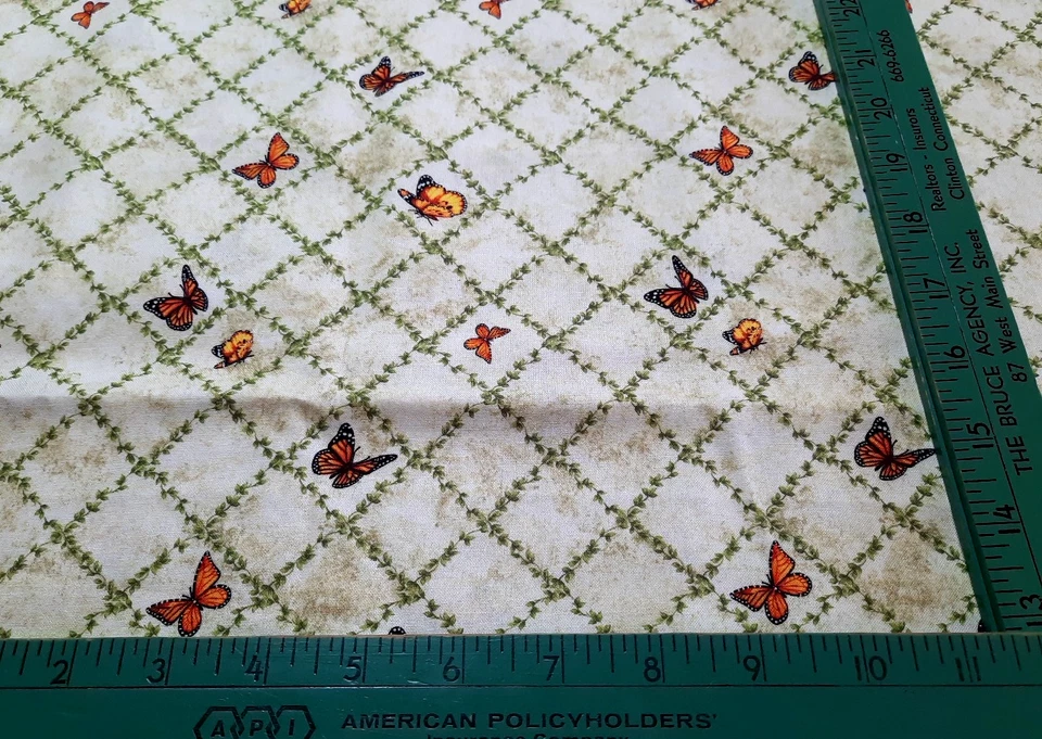 Enrejado mariposa tela Michael Miller de 1 1/2 yardas CX8826 mariposa monarca verde Foto 3 de 4