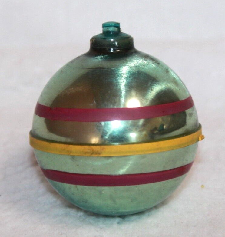 Vintage Green Plastic Striped Christmas Ornament