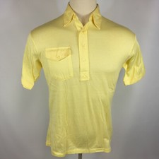 Minty Vintage 70s 80s Pocket Golf Polo Shirt Yellow Master Blank Plain Mod Retro
