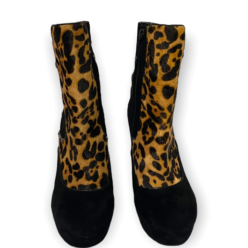 Rockport Janae Ankle Boots Women's 6 Black Animal Print Leather Suede High Heel - Image 3 of 4