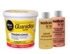 Guanidina Hair Relaxer Traditional Super Strenght Kit 3 Itens - Salon Line
