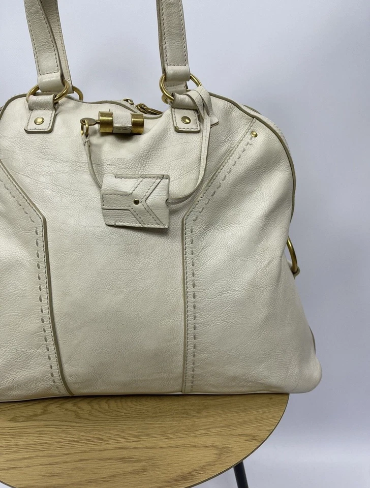 Bolso de Hombro YSL Yves Saint Laurent Muse Cuero Blanco Foto 2 de 4