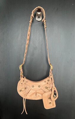 2022 Balenciaga Le Cagole Beige Nude Croc Embossed City Leather XS