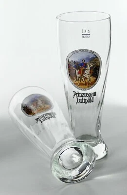 2 x Prinzregent Luitpold Exklusiv Weizenbierglas 0,5l Wellen im Glas Rastal 8490