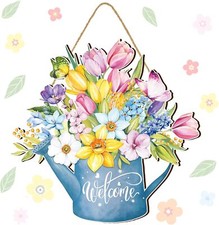 Spring Decorations for Home Spring Wreaths for Front Door Welcome Sign Flowers D