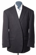 50R Stafford Dark Gray Worsted-Wool Blend Metal-Button Blazer Jacket Sport Coat