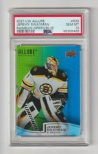 2021-22 Upper Deck Allure Rainbow Jeremy Swayman Green Blue Rookie /299 PSA 10