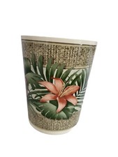 Vtg Plastic Waste Basket Tropical Boho Made In USA 10in Trash Can