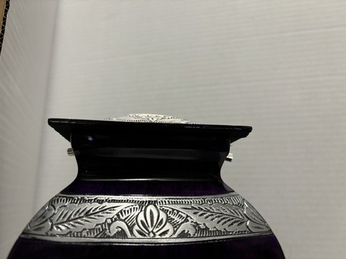 Large Cremation Urn Textured Purple 11" Open Box - Picture 16 of 16