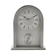 Image of W2843 WIDDOP Arched Silver Aluminium Mantel Clock