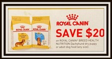 ROYAL CANIN BREED HEALTH DACHSHUND Dog Food 20 COOUPON ANY SIZE ADULT or PUPPY