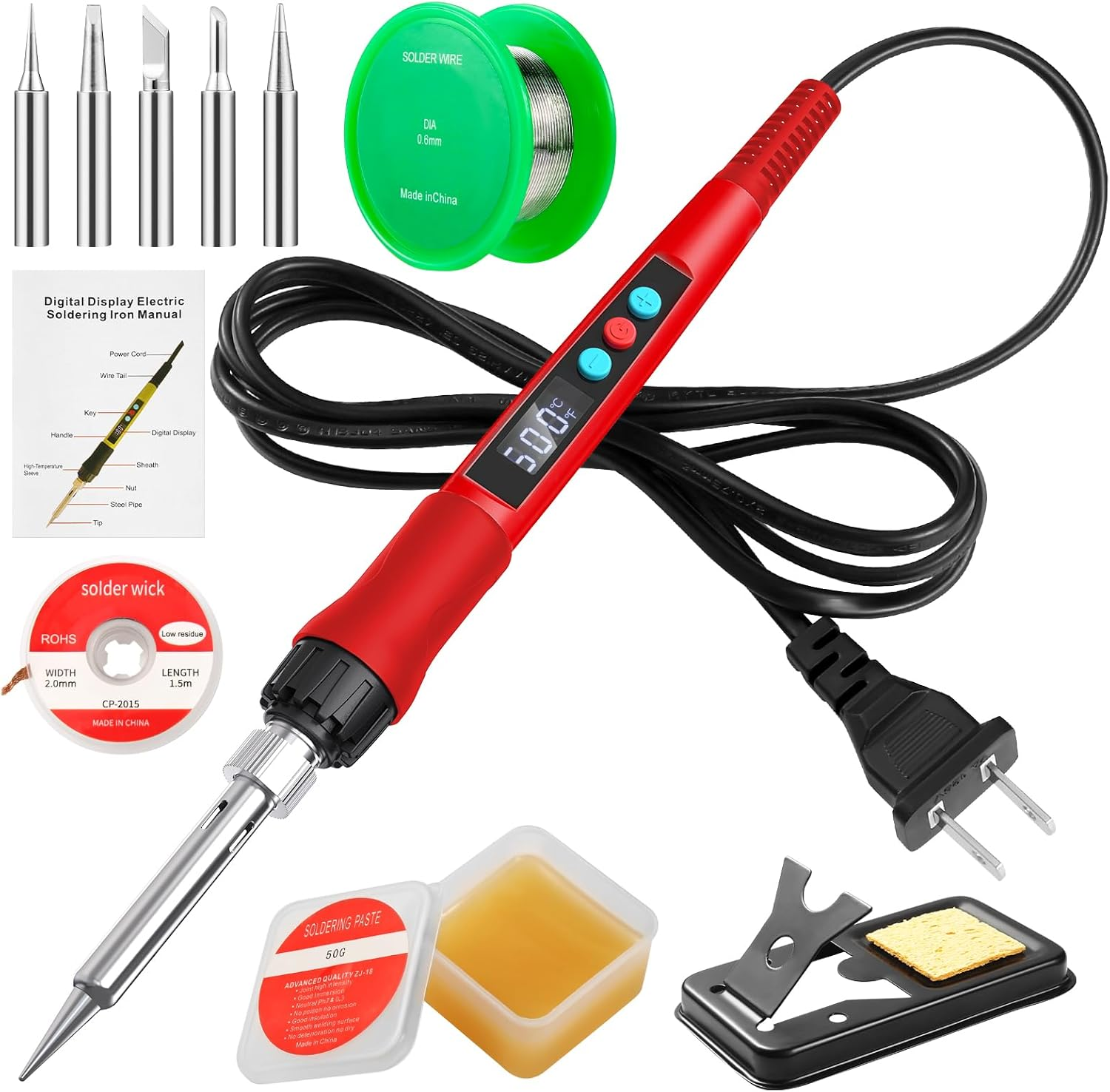 Soldering Iron Kit, 100W LED Digital Solder Gun Kits with Ceramic Heater, Adjust
