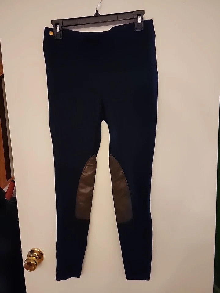 Ralph Lauren Etiqueta Negra Mujer’s Azul Marino Imitación Cuero Ribete Leggings Pantalones Talla M Foto 2 de 4