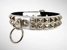 Hot Pink Patent  Studded Bondage Collar With Ring Double Rows Pyramid Punk Goth