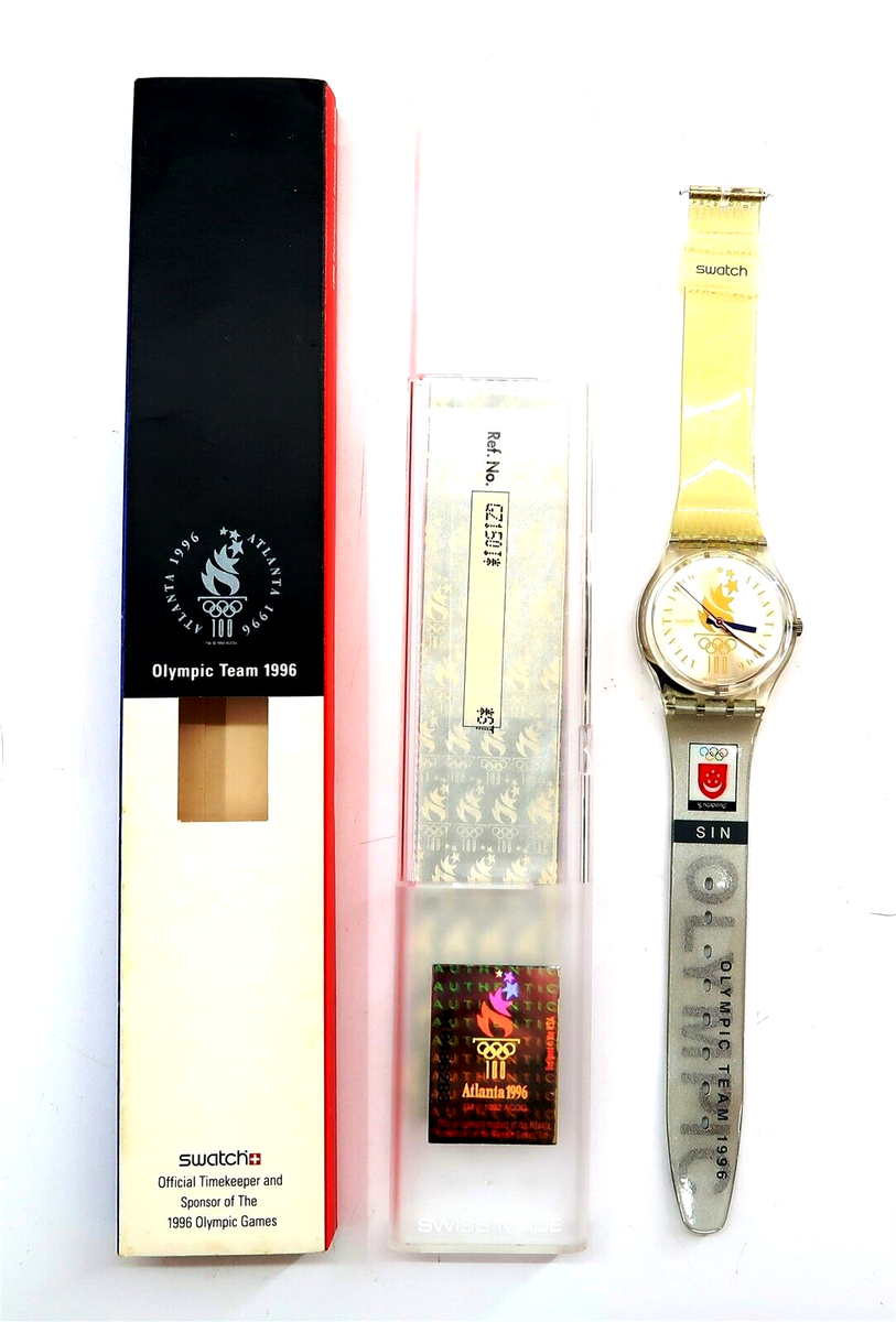 Swatch Watch SINGAPORE GZ150I New Olympic Team 1996 NOS  display picture 2